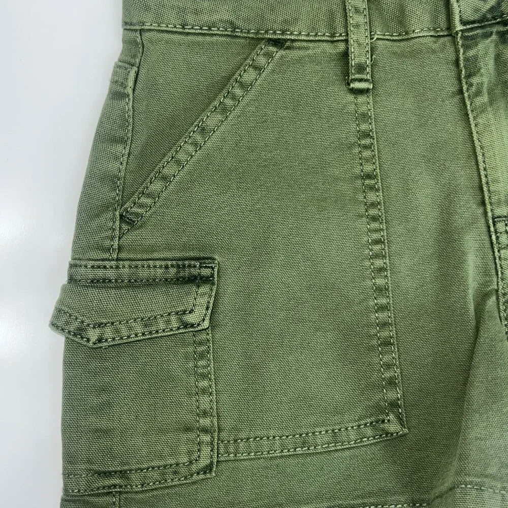 Art Class Cargo Shorts Girls S 6/7 Green Cotton High Rise Casual